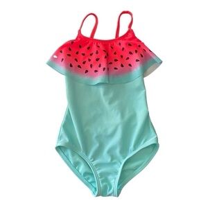 CAT & JACK-WATERMELON RUFFLE SESUIT-SIZE 4/5